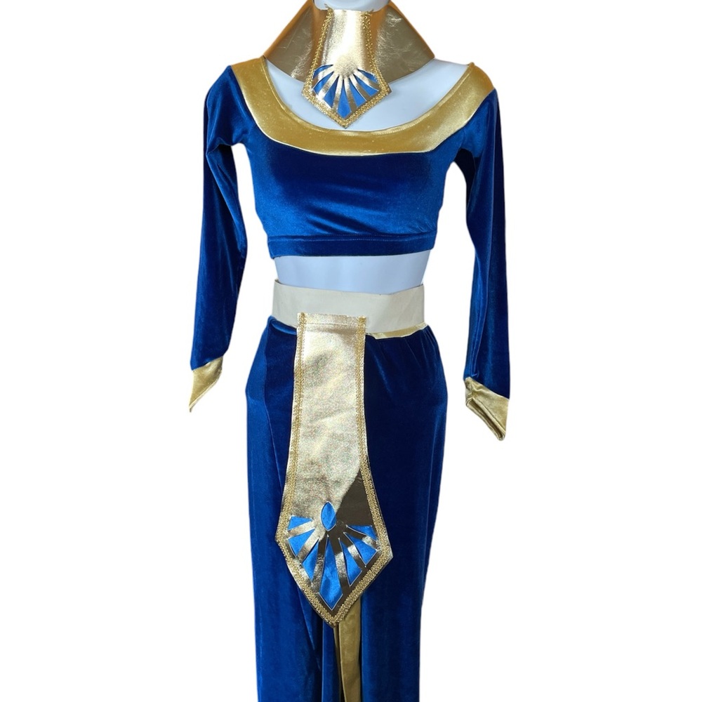 Halloween costume Egyptian girl Cleopatra small junior youth size blue gold